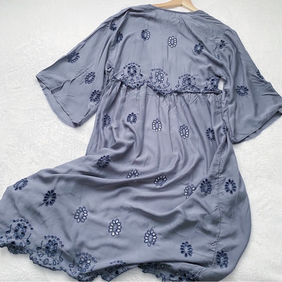 AE Lightweight Eyelet Lace Kimono Sleeve Long Summer Duster Cardigan - Picture 9 of 10